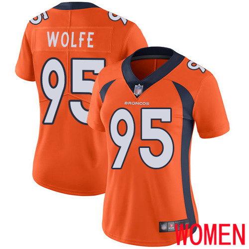 Women Denver Broncos #95 Derek Wolfe Orange Team Color Vapor Untouchable Limited Player Football NFL Jersey->women nfl jersey->Women Jersey